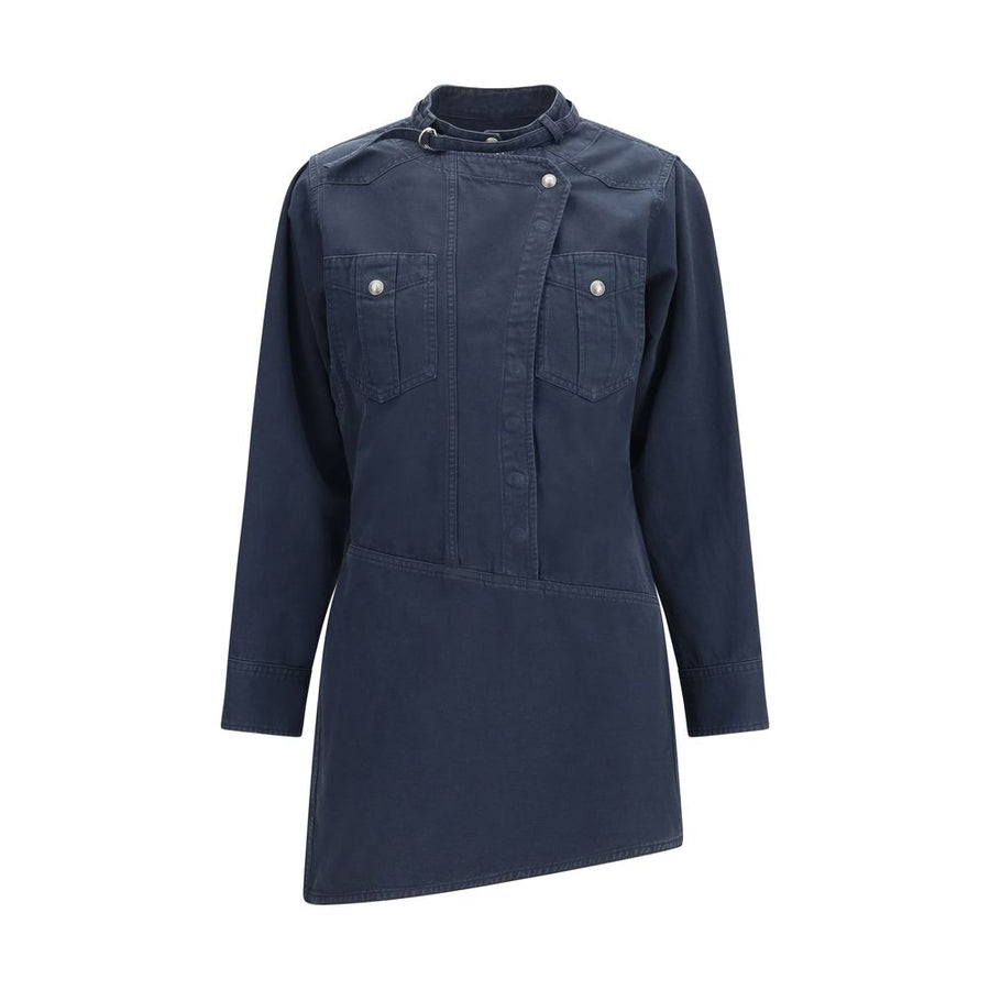 Blue Cotton Casual Dress