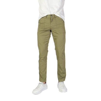 Green Cotton Casual Pants