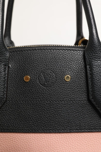 Pink and Black Leather City Steamer Leather Handbag
