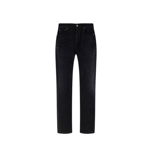 Black Cotton Straight-Leg Jeans