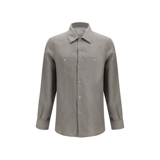 Bicolor Linen Dress Shirt
