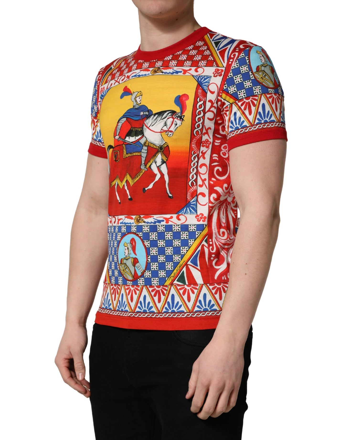 Multicolor Carretto Print Crew Neck T-shirt