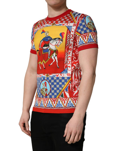Multicolor Carretto Print Crew Neck T-shirt