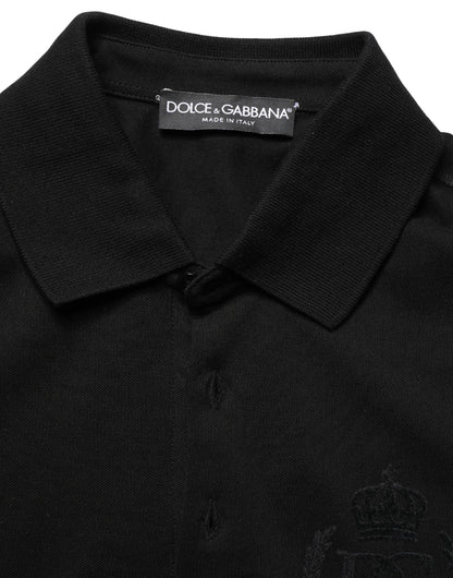 Black Cotton Collared Short Sleeves Men Polo T-shirt