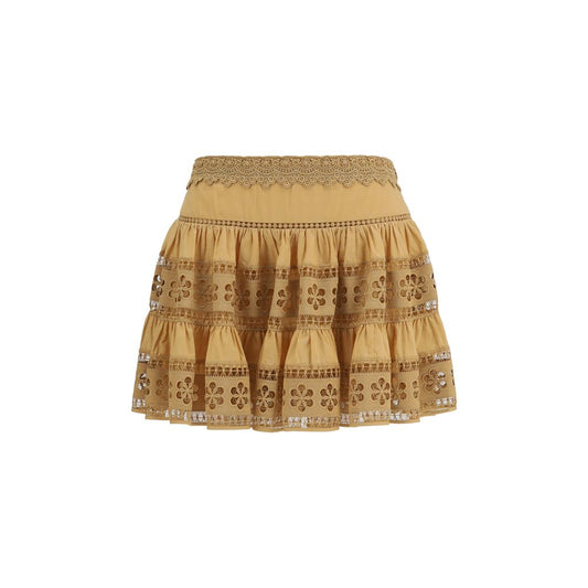 Brown Cotton Mini Skirt