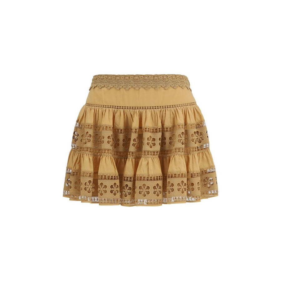 Brown Cotton Mini Skirt