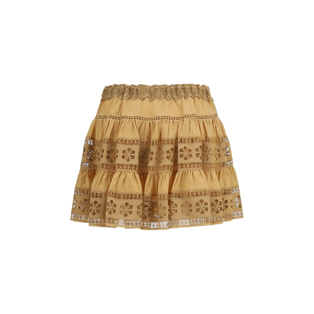 Brown Cotton Mini Skirt
