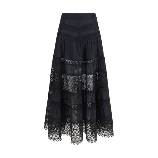 Black Cotton Long Skirt