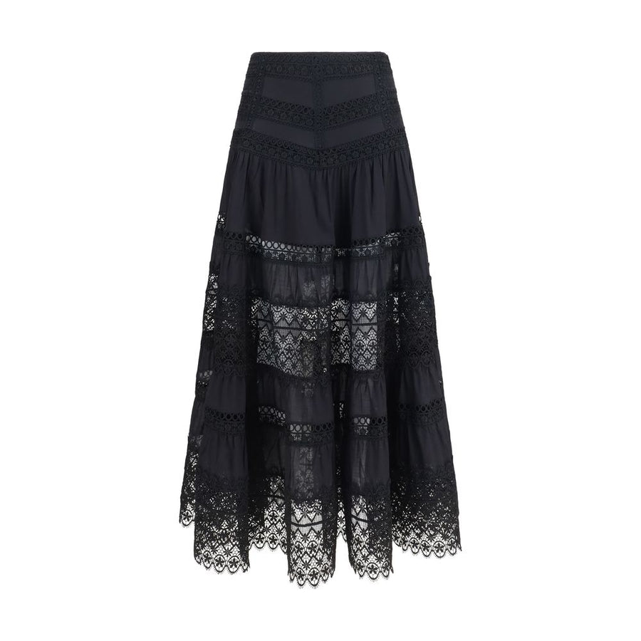 Black Cotton Long Skirt