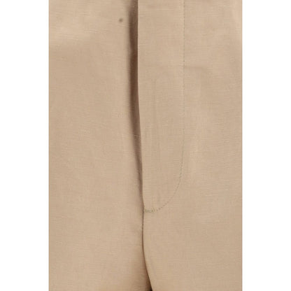 Beige Cotton Bermuda Shorts