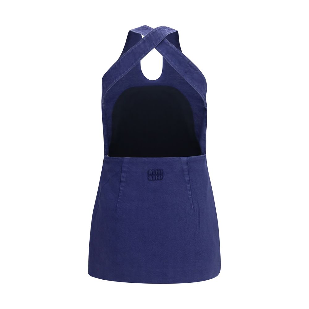 Blue Cotton Casual Dress
