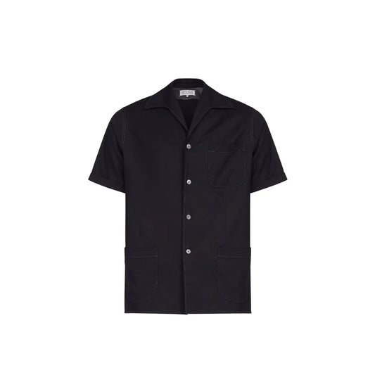Black Wool Shortsleeve Shirt