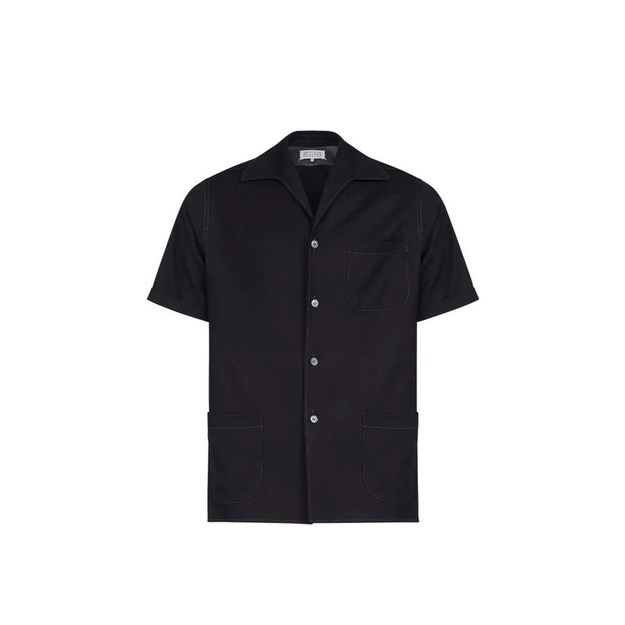 Black Wool Shortsleeve Shirt