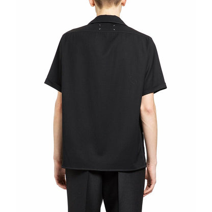 Black Wool Shortsleeve Shirt
