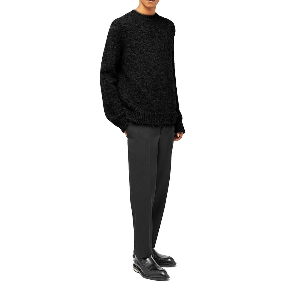 Black Alpaca Leather Sweatshirt
