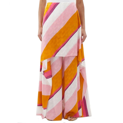 Multicolor Silk Casual Pants
