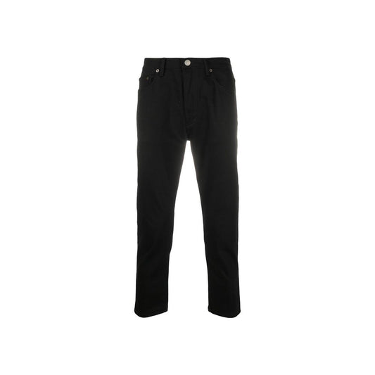 Black Cotton Straight-Leg Jeans