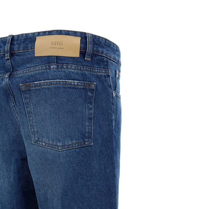 Blue Cotton Tapered Jeans