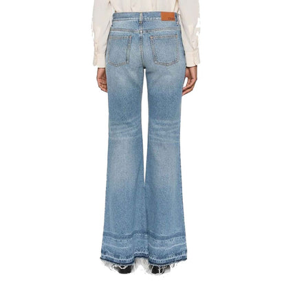 Blue Cotton Bootcut Jeans