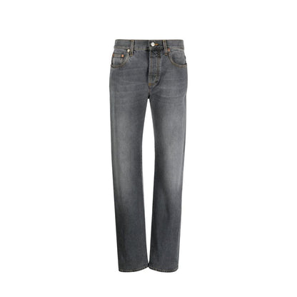 Gray Cotton Relaxed Fit Jeans