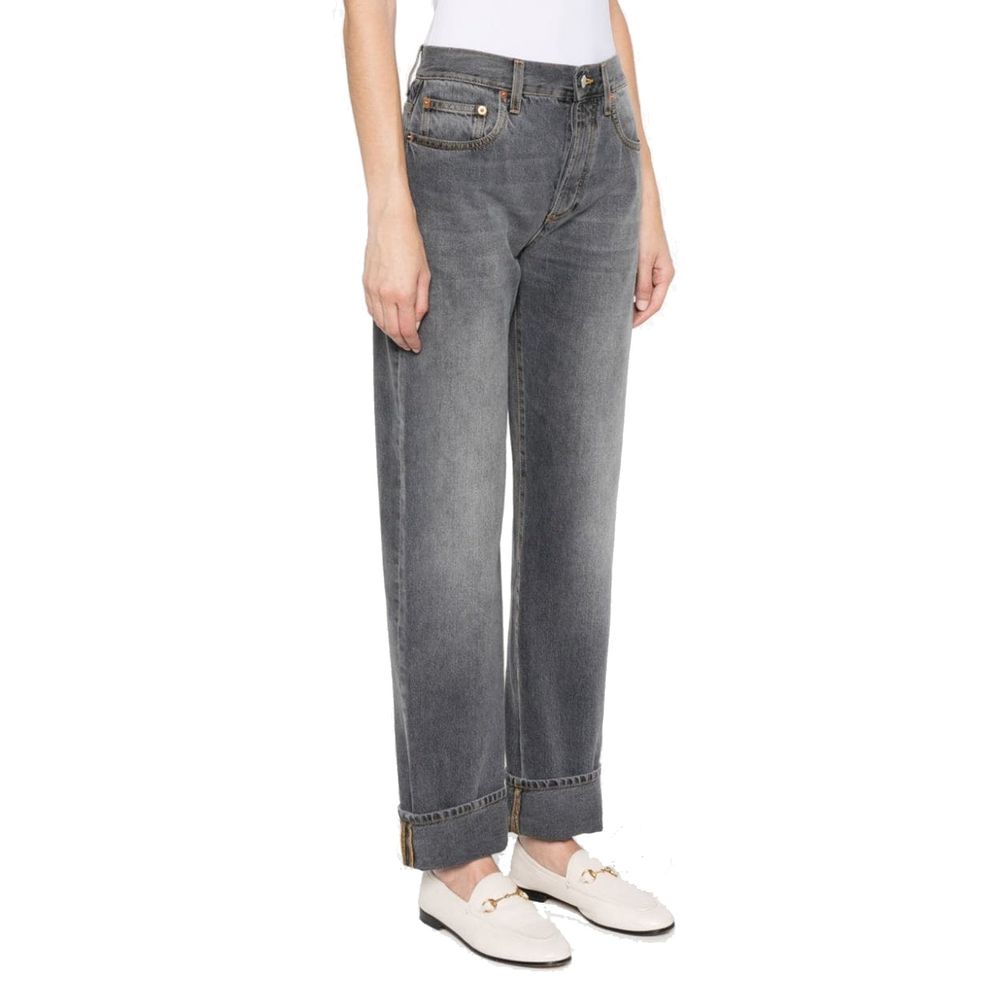 Gray Cotton Relaxed Fit Jeans