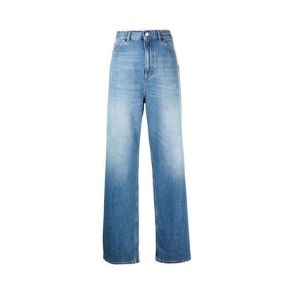 Blue Cotton High-Waisted Jean