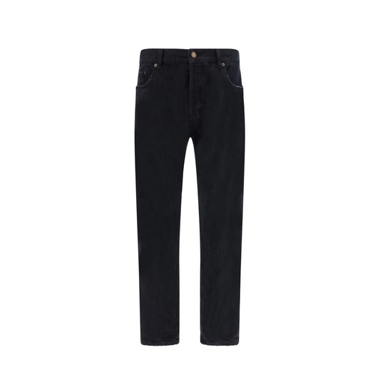 Black Cotton Straight-Leg Jeans