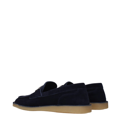 Blue Leather Slip-On Loafers