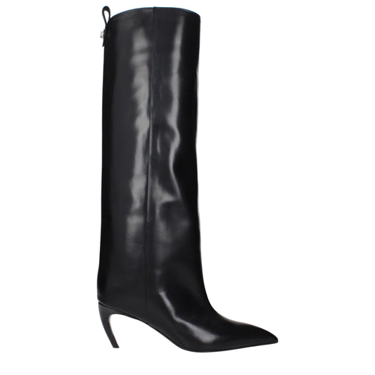 Black Leather High Heel Boots