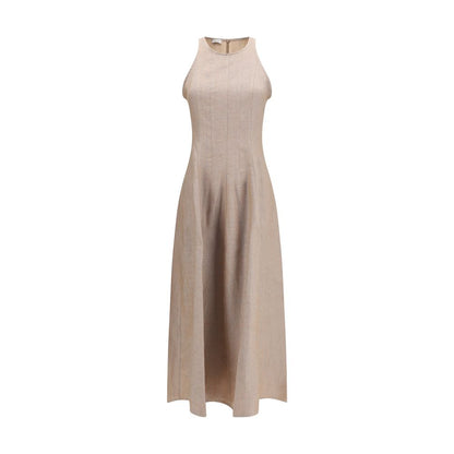 Beige Linen Casual Dress