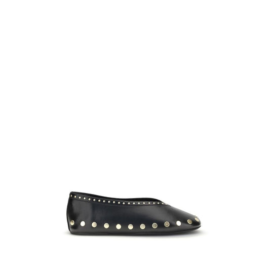 Black Polyurethane Ballet Flats