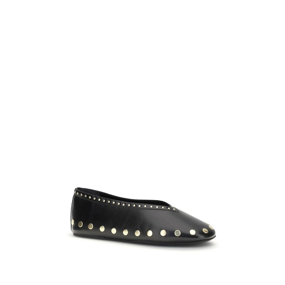 Black Polyurethane Ballet Flats