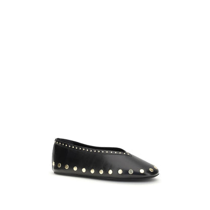 Black Polyurethane Ballet Flats