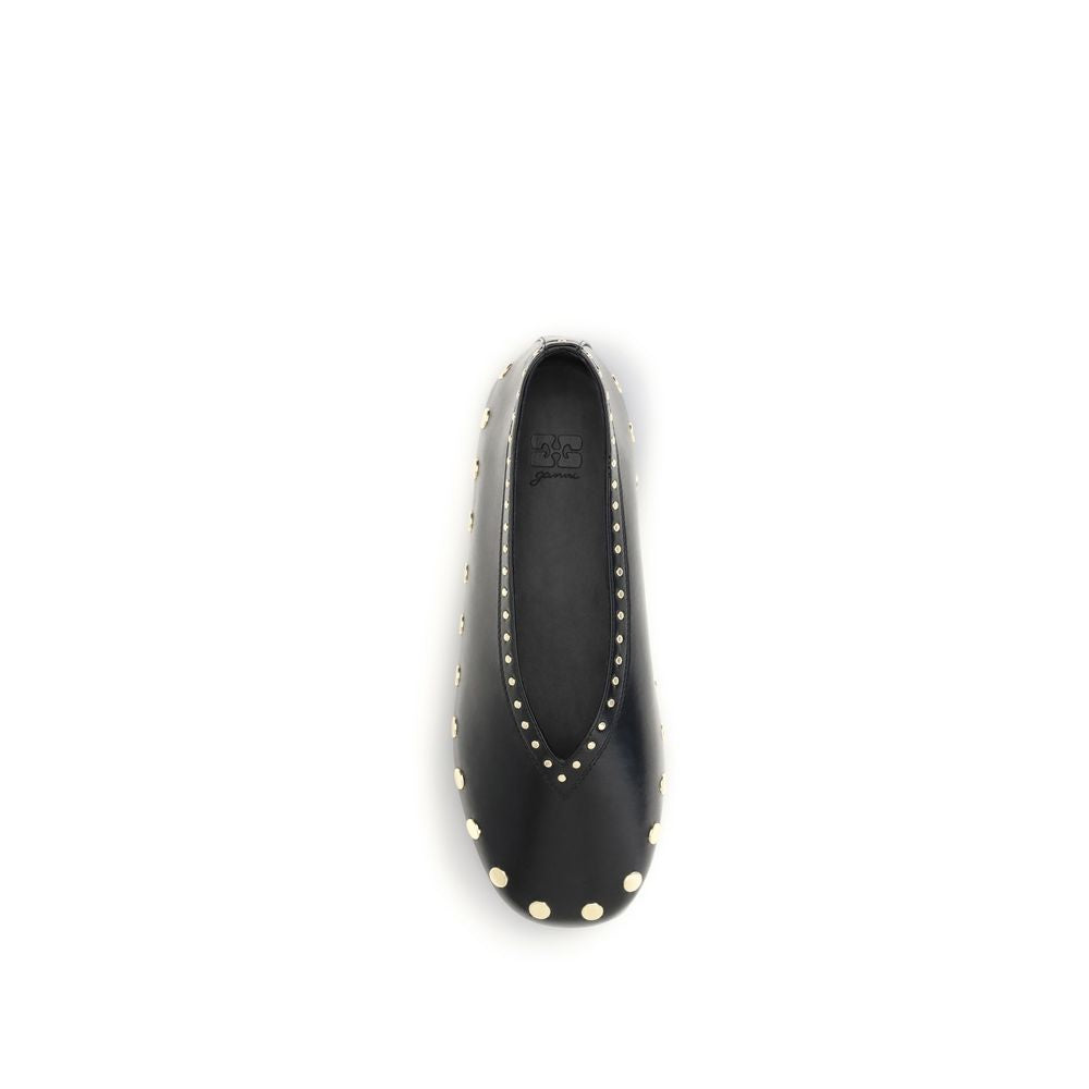 Black Polyurethane Ballet Flats