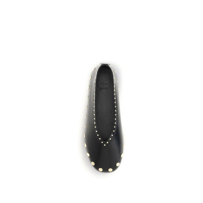 Black Polyurethane Ballet Flats
