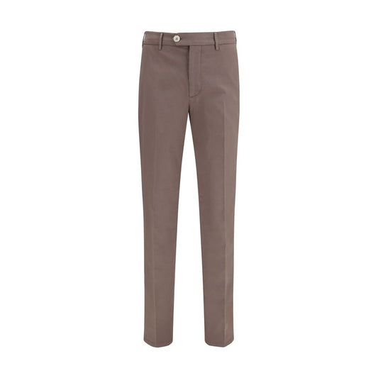 Brown Cotton Casual Pants