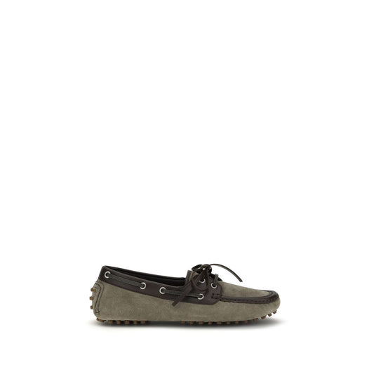 Gray Calf Leather Bos Taurus Slip-On Loafers