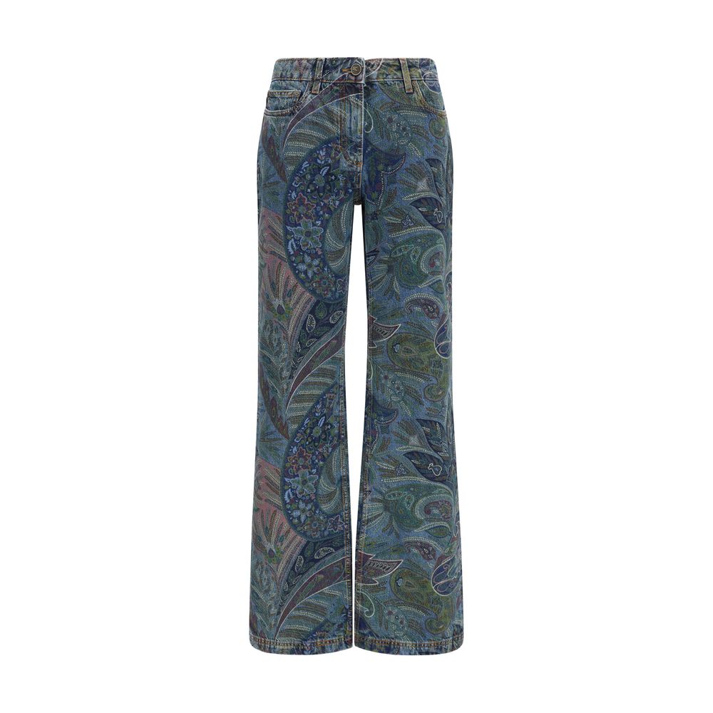 Multicolor Cotton Flared Jeans