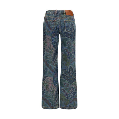 Multicolor Cotton Flared Jeans