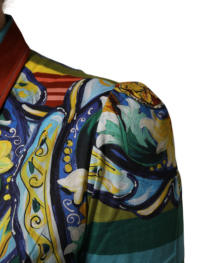 Multicolor Majolica Print Cotton Blouse Top