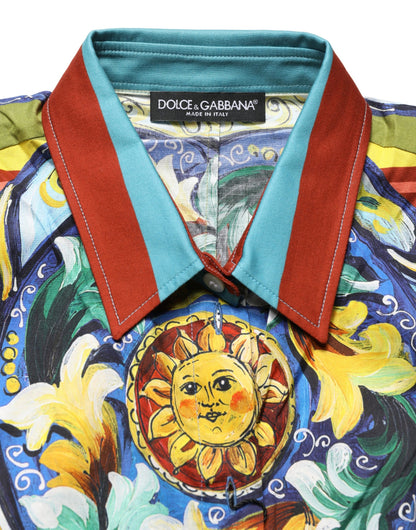 Multicolor Majolica Print Cotton Blouse Top