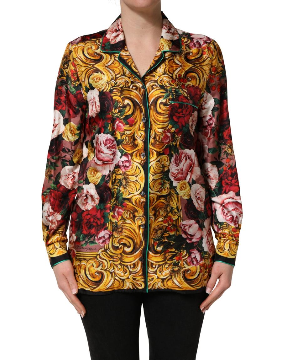 Multicolor Floral Long Sleeves Button Down Shirt Top