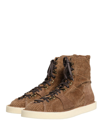 Brown Corduroy High Top Oxford Boots