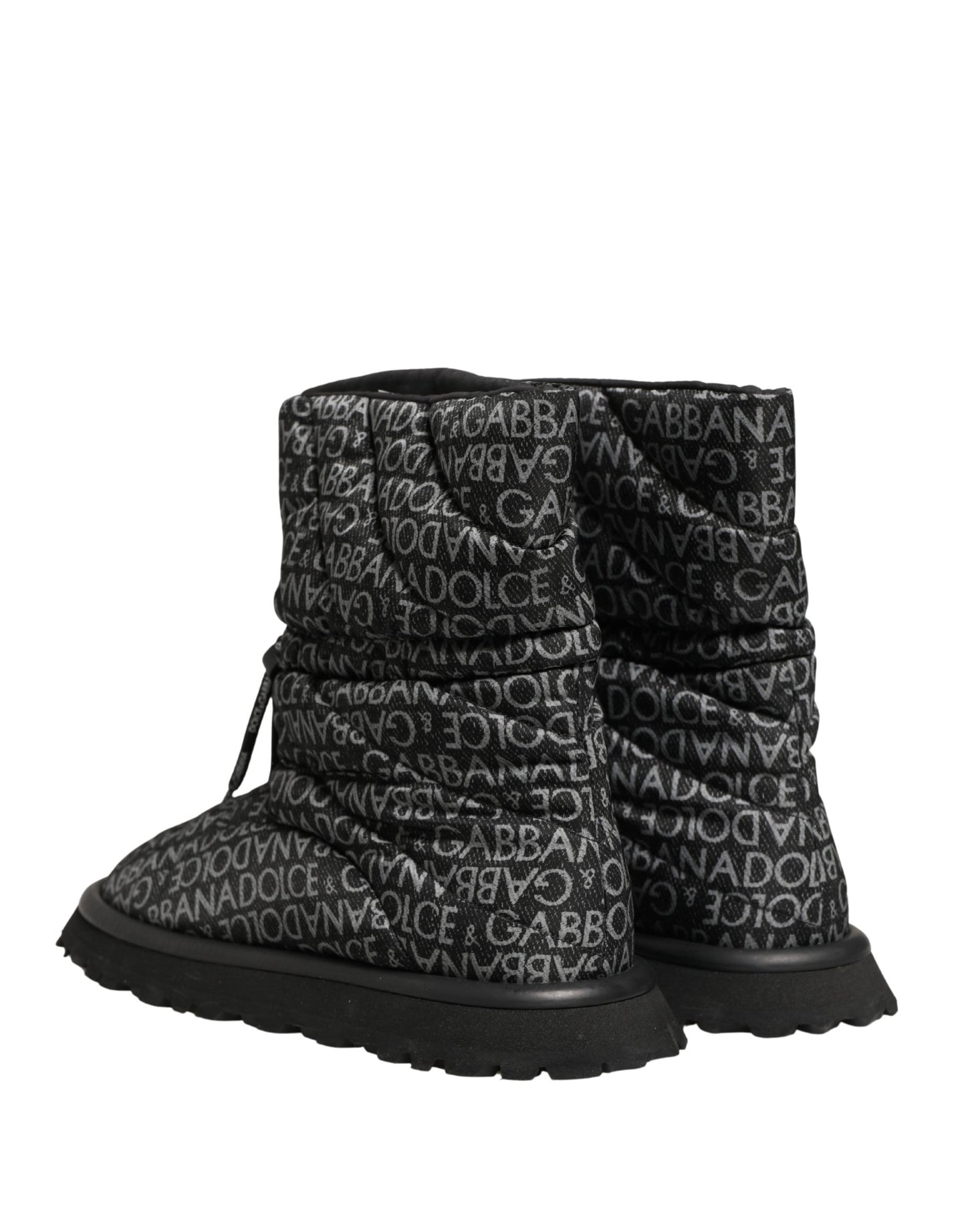 Black Logo Print Lace Up Snow Boots Shoes