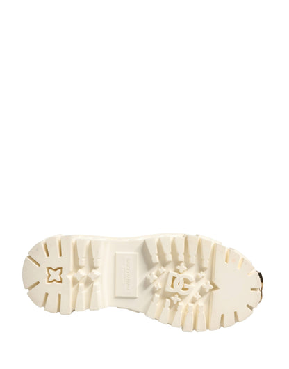 White Leather Rubber Logo Ankle Boots Shoes