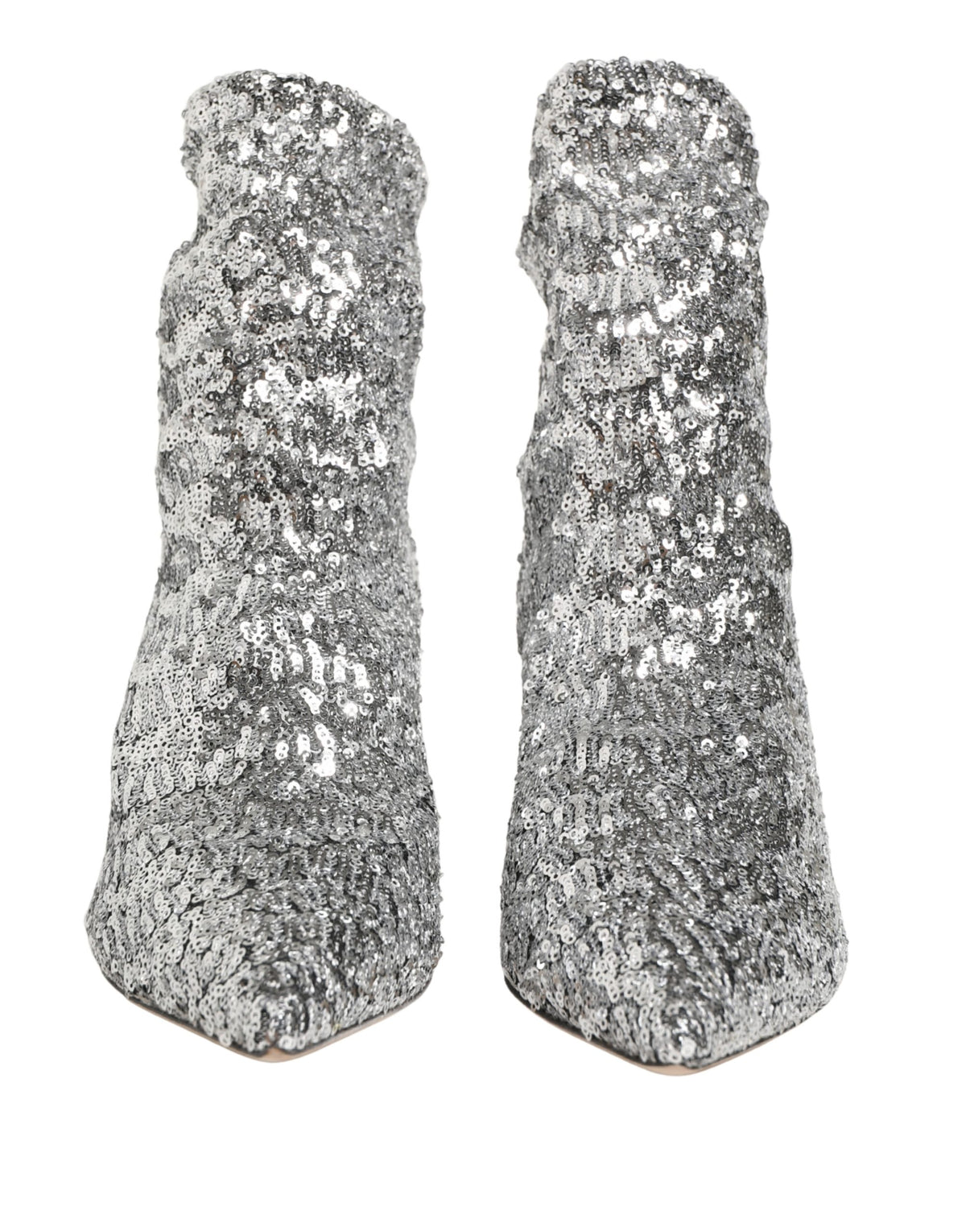 Silver Sequined Short Boots Stretch Shoes