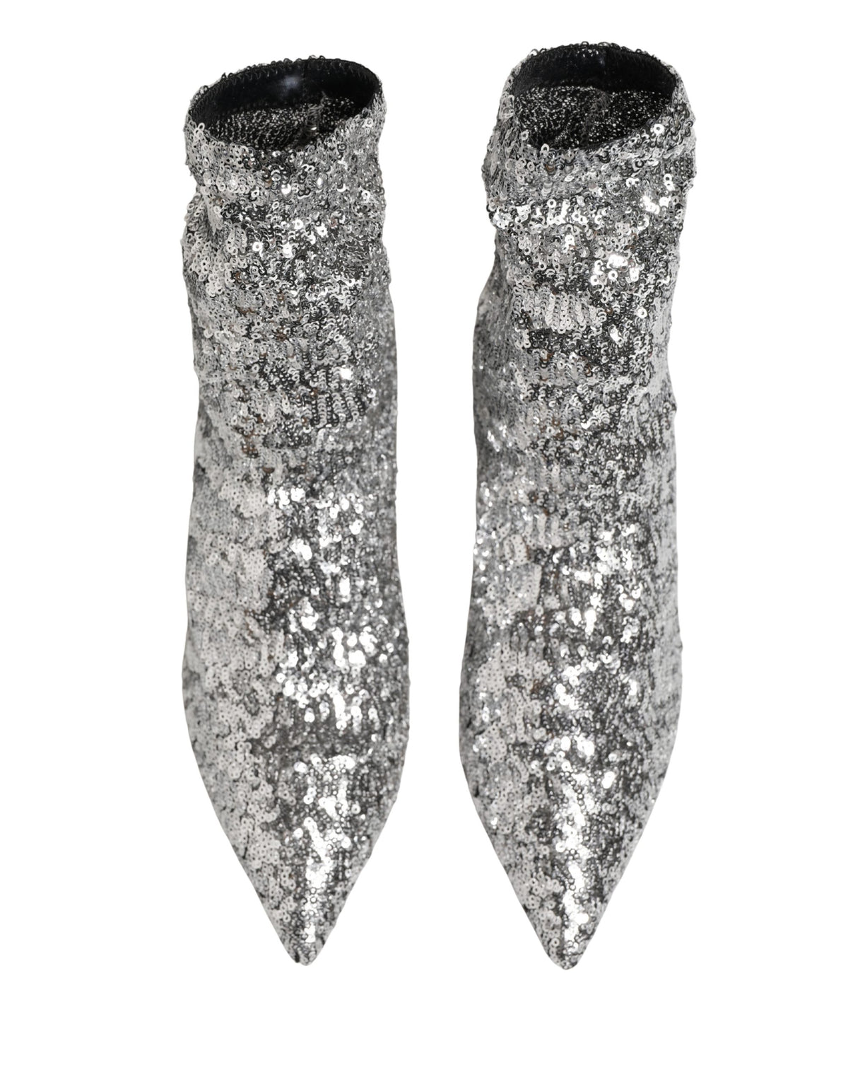 Silver Sequined Short Boots Stretch Shoes