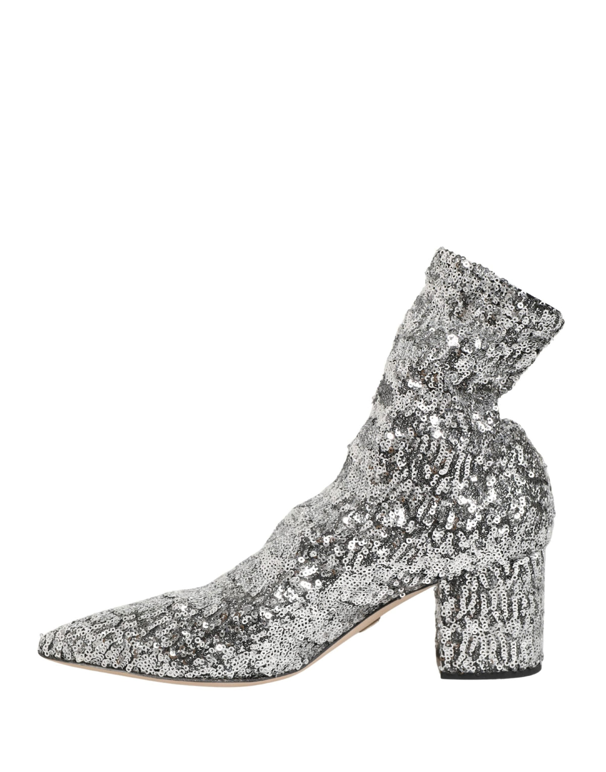 Silver Sequined Short Boots Stretch Shoes