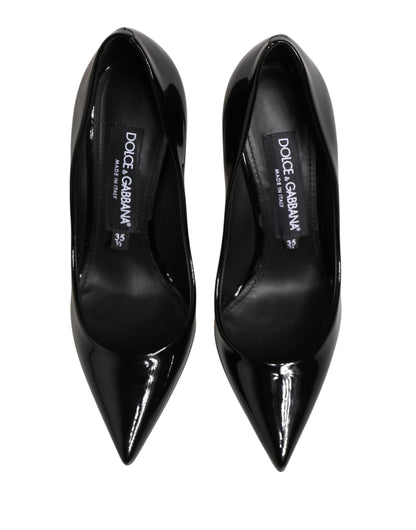 Black Calf Leather Stiletto Heels Pumps Shoes