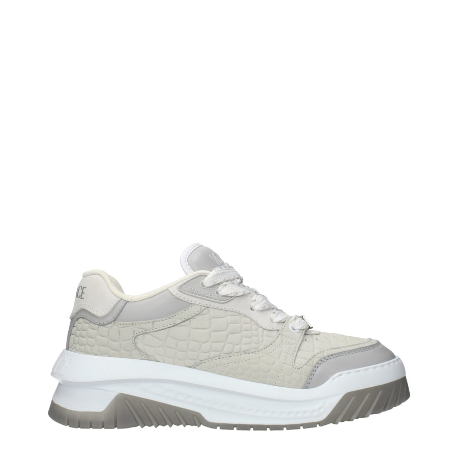 Gray Leather Low Top Sneakers